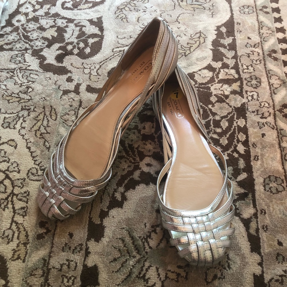 - Coach silver Lottie  flat shoes